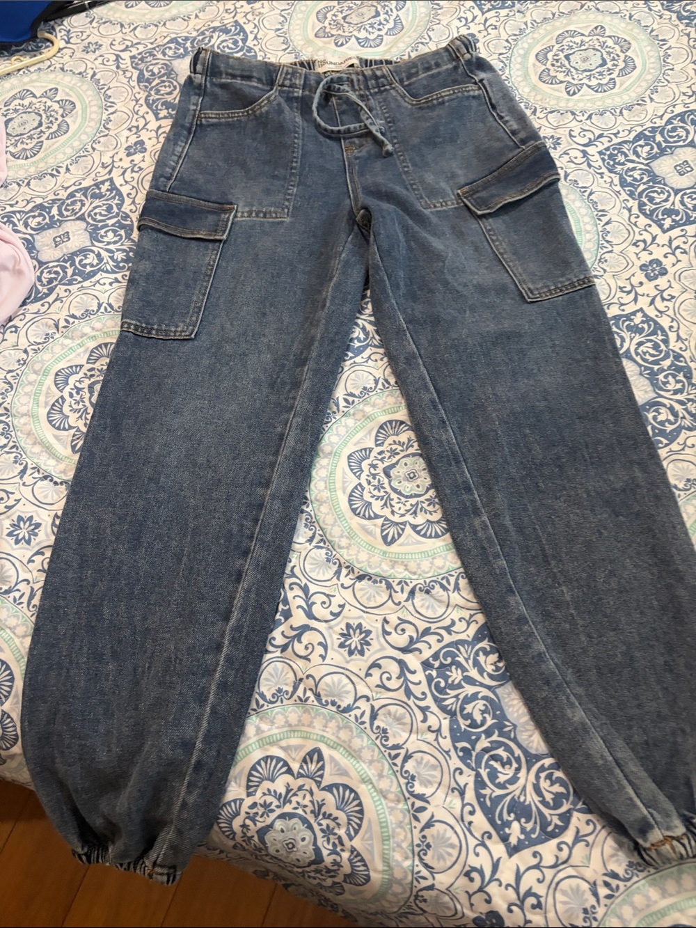 No Boundaries Dark Blue Cargo Jogger Jeans